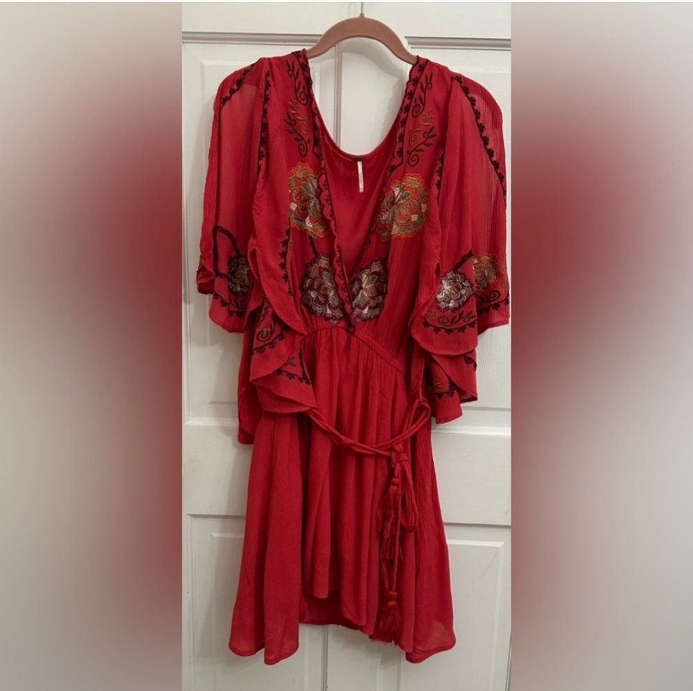 Free PEOPLE CORA CORAL RED DRESS - Picture 4 of 7